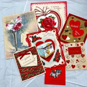 7  Vintage 1950s era Valentines Day Cards Rust Craft Hallmark Wishing Well